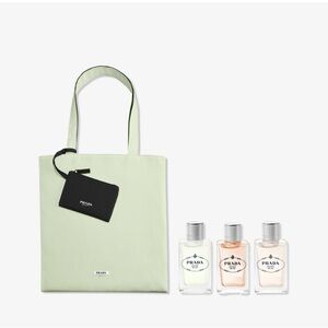 4 PCS Prada Gift Set: Infusion D’ Iris, De Vanille & De Santal Chai + Tote Bag